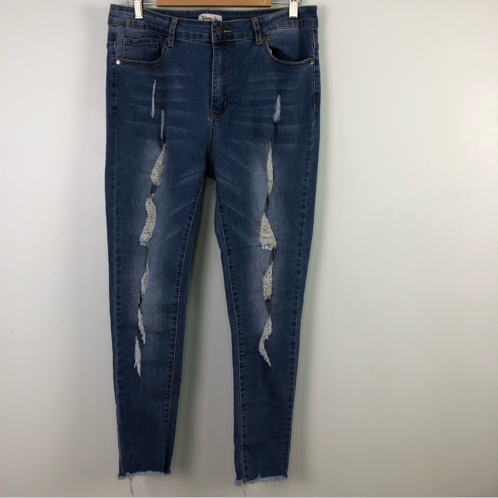 Between Us Distressed Light Wash Blue Jeans Size 18